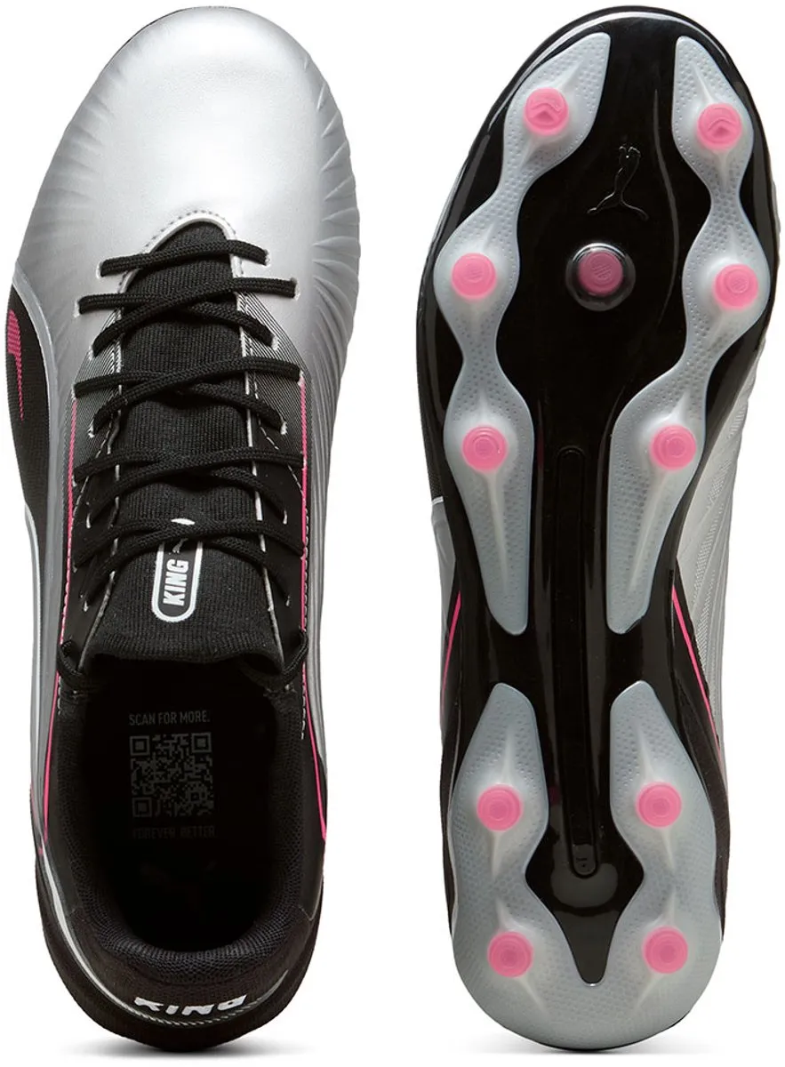 PUMA King Match FG/AG Voetbalschoenen 40 - Zilver/Zwart