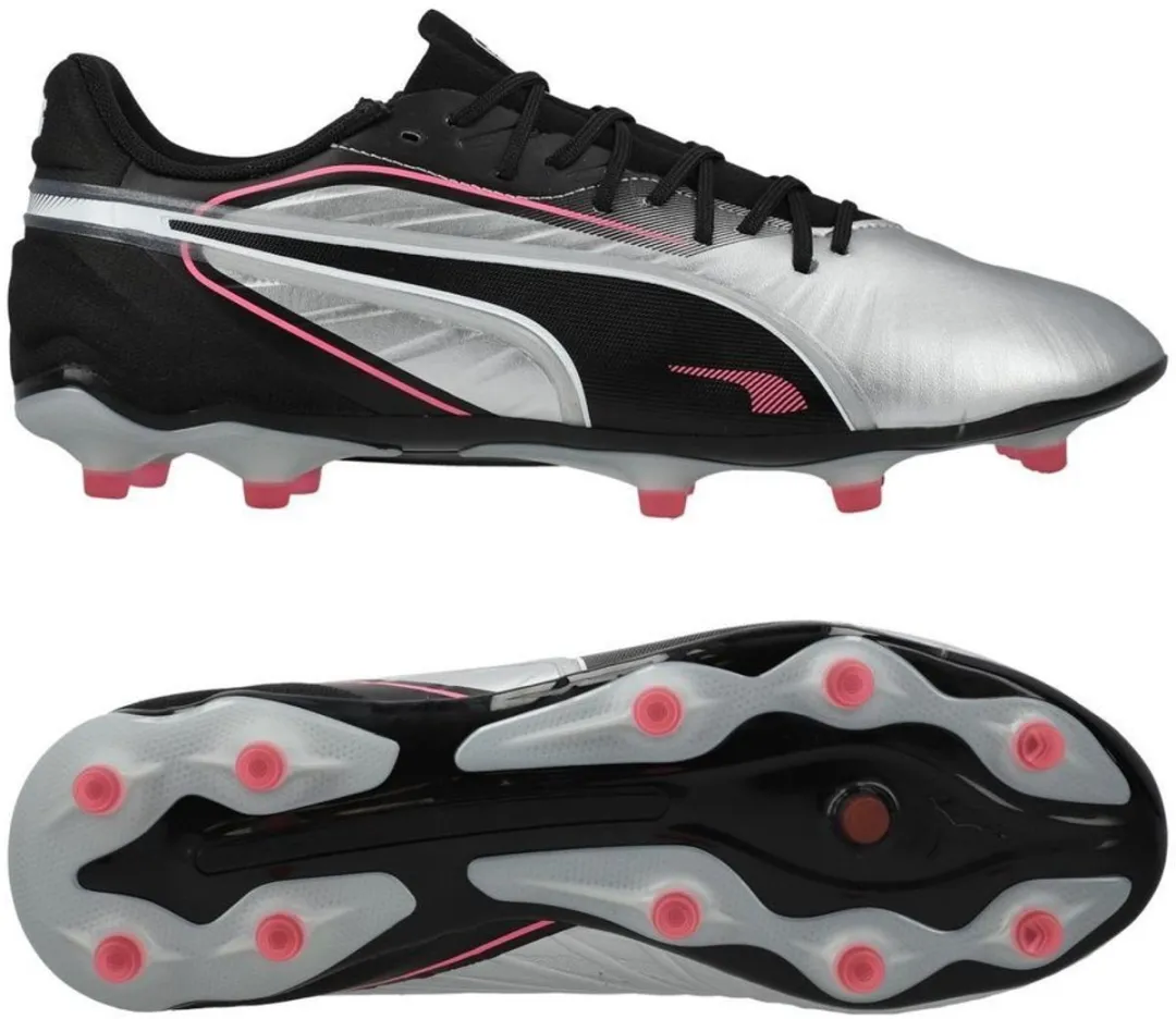 PUMA King Match FG/AG Voetbalschoenen 40 - Zilver/Zwart