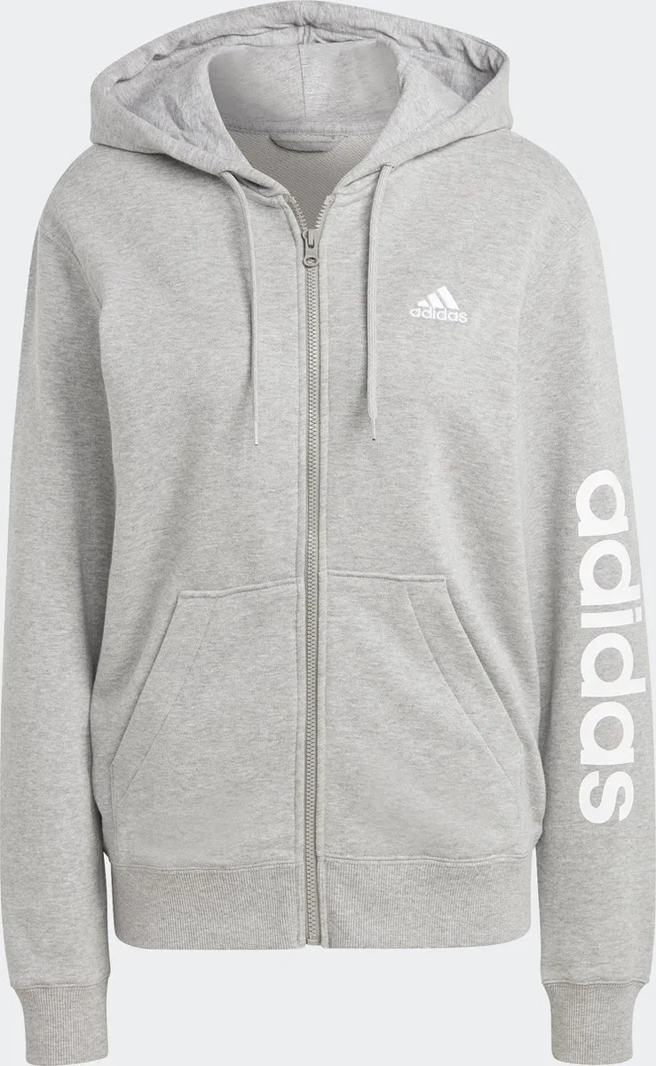 adidas Sportswear Essentials Linear French Terry Ritshoodie IC6866 - Grijs S