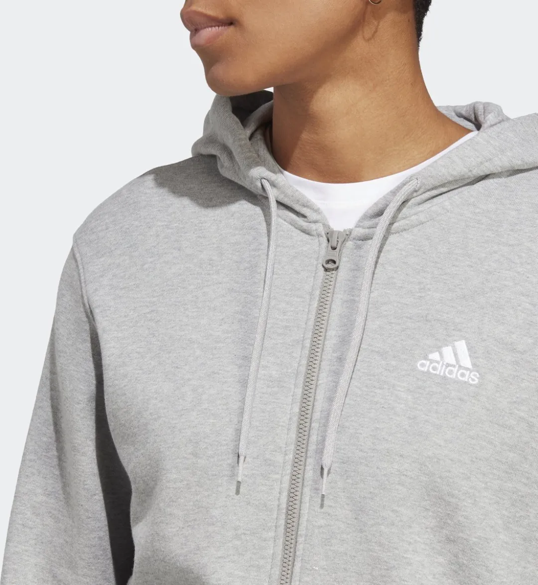 adidas Sportswear Essentials Linear French Terry Ritshoodie IC6866 - Grijs S