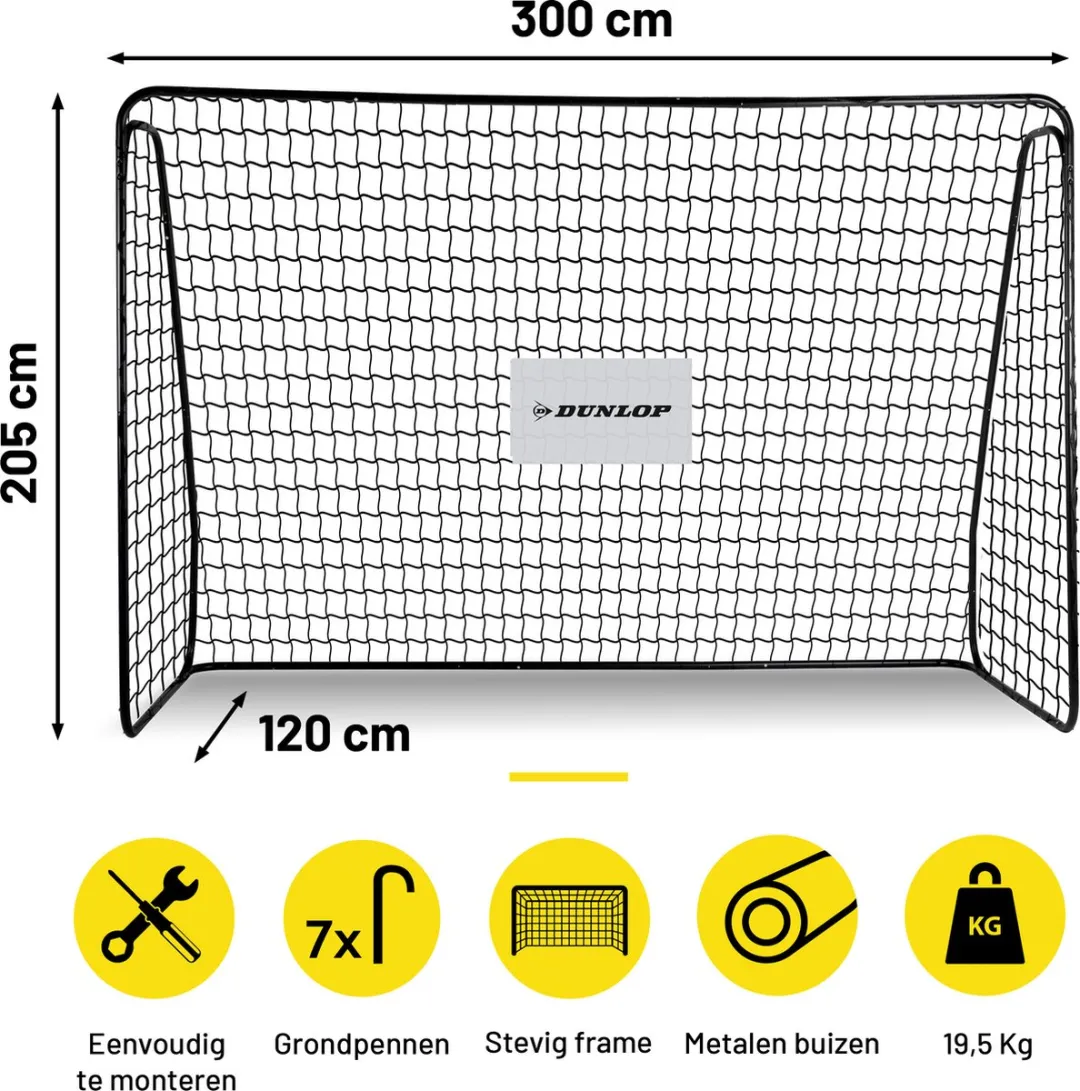 Dunlop Voetbaldoel 300x205x120cm - Metaal - 2 Stuks
