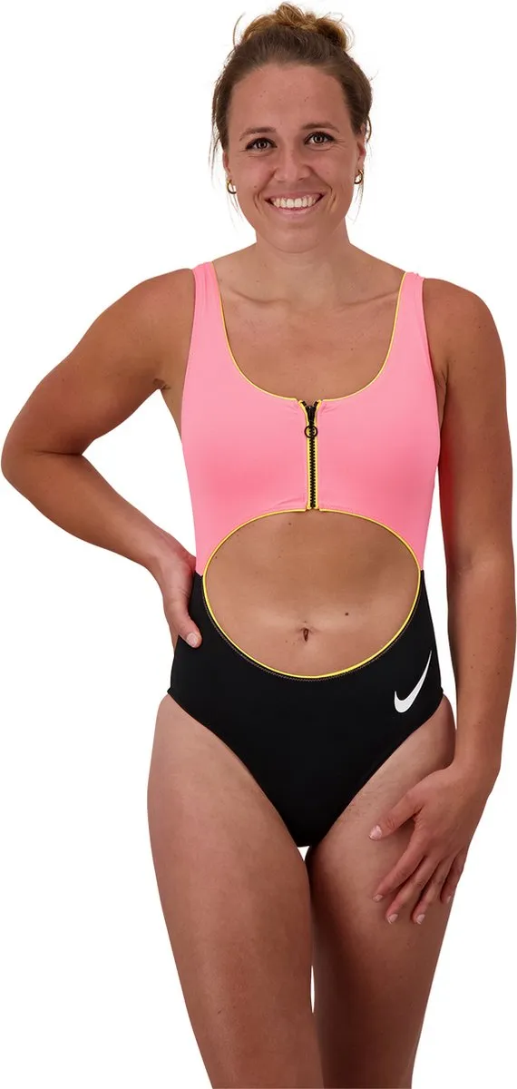 Nike Swim Colorblock Cutout Badpak XS - Zwart