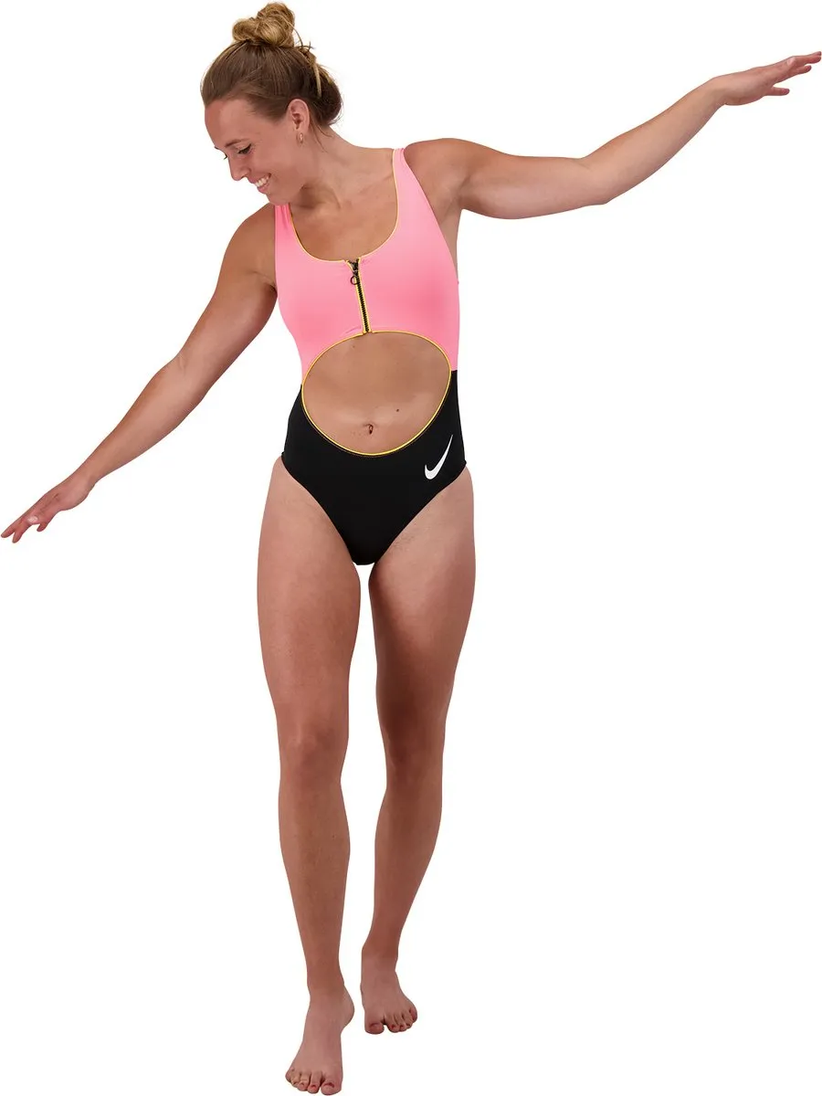 Nike Swim Colorblock Cutout Badpak XS - Zwart