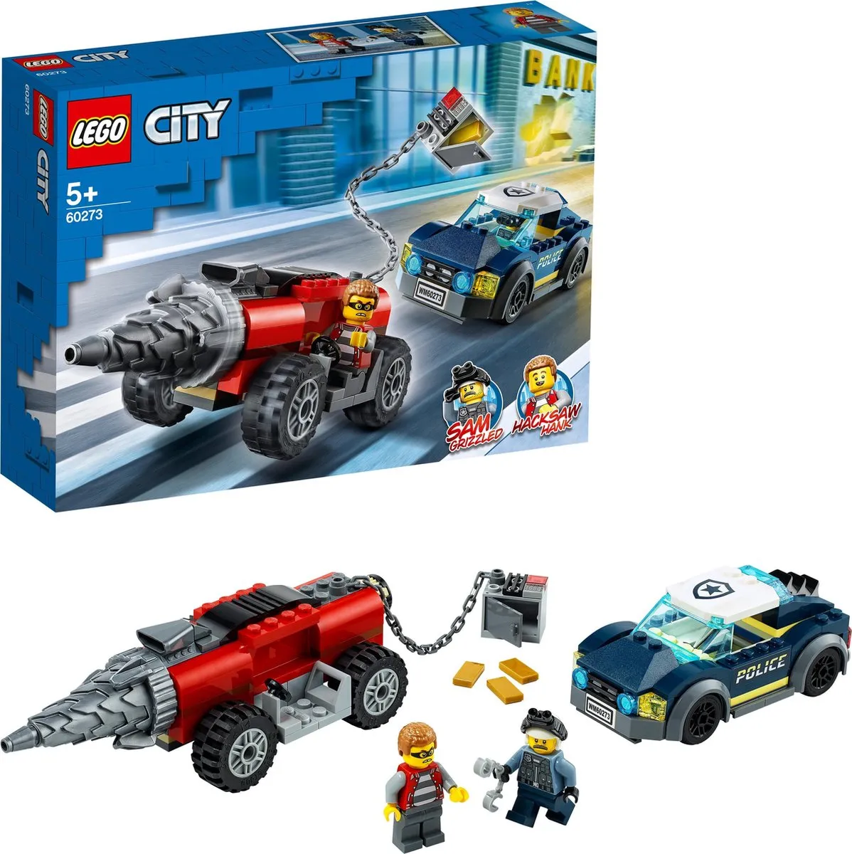 LEGO City 60273 Politie Achtervolging Boorder - 87 Stukken - afbeelding 4 van 6