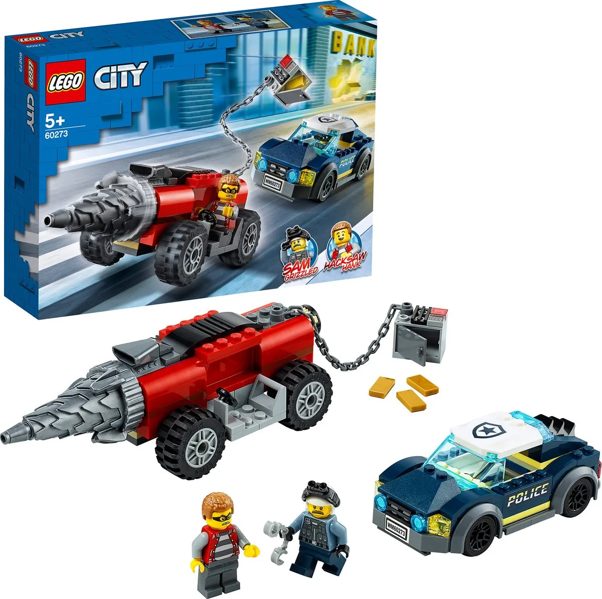 LEGO City 60273 Politie Achtervolging Boorder - 87 Stukken - afbeelding 2 van 6