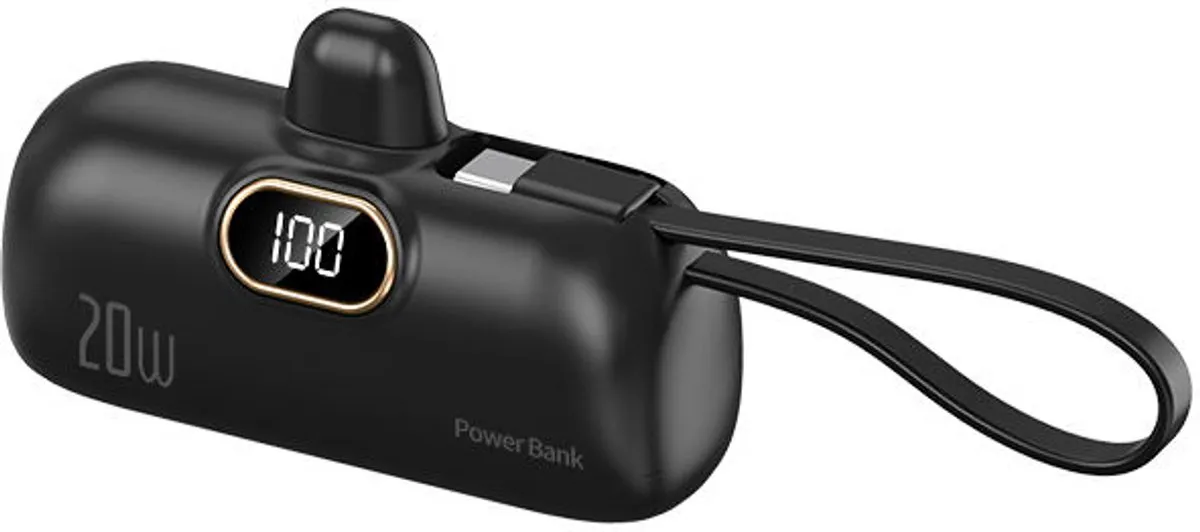 Premium Mini Powerbank 10.000 mAh (USB-C) - Compact formaat - Display - Externe Batterij - 2in1 Geïntegreerde Kabel - Mini Powerbank - USB-C Kabel - Iphone - Samsung - verschillende kleuren