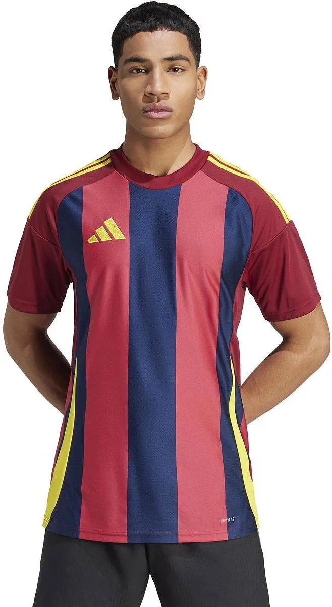 Adidas Striped 24 Shirt Heren - S - Bordeaux/Navy/Geel