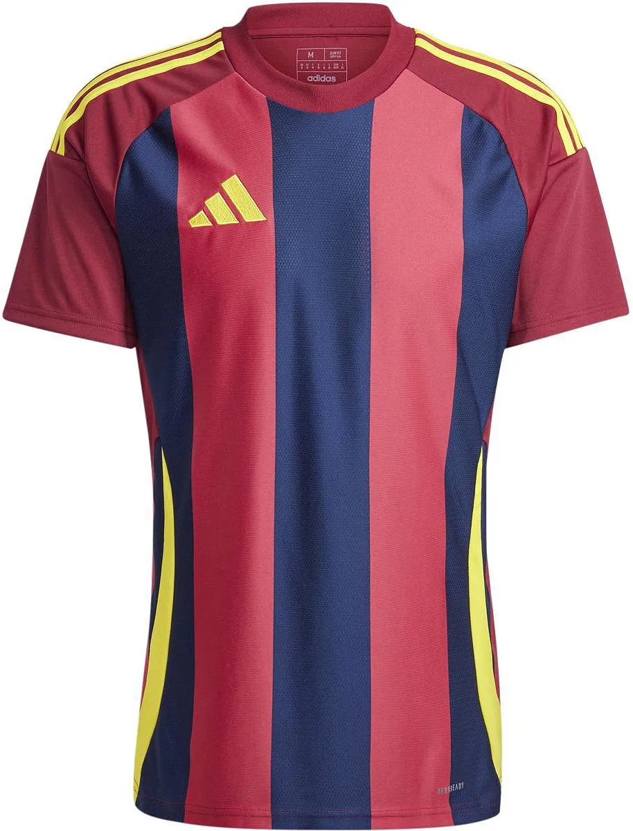 Adidas Striped 24 Shirt Heren - S - Bordeaux/Navy/Geel