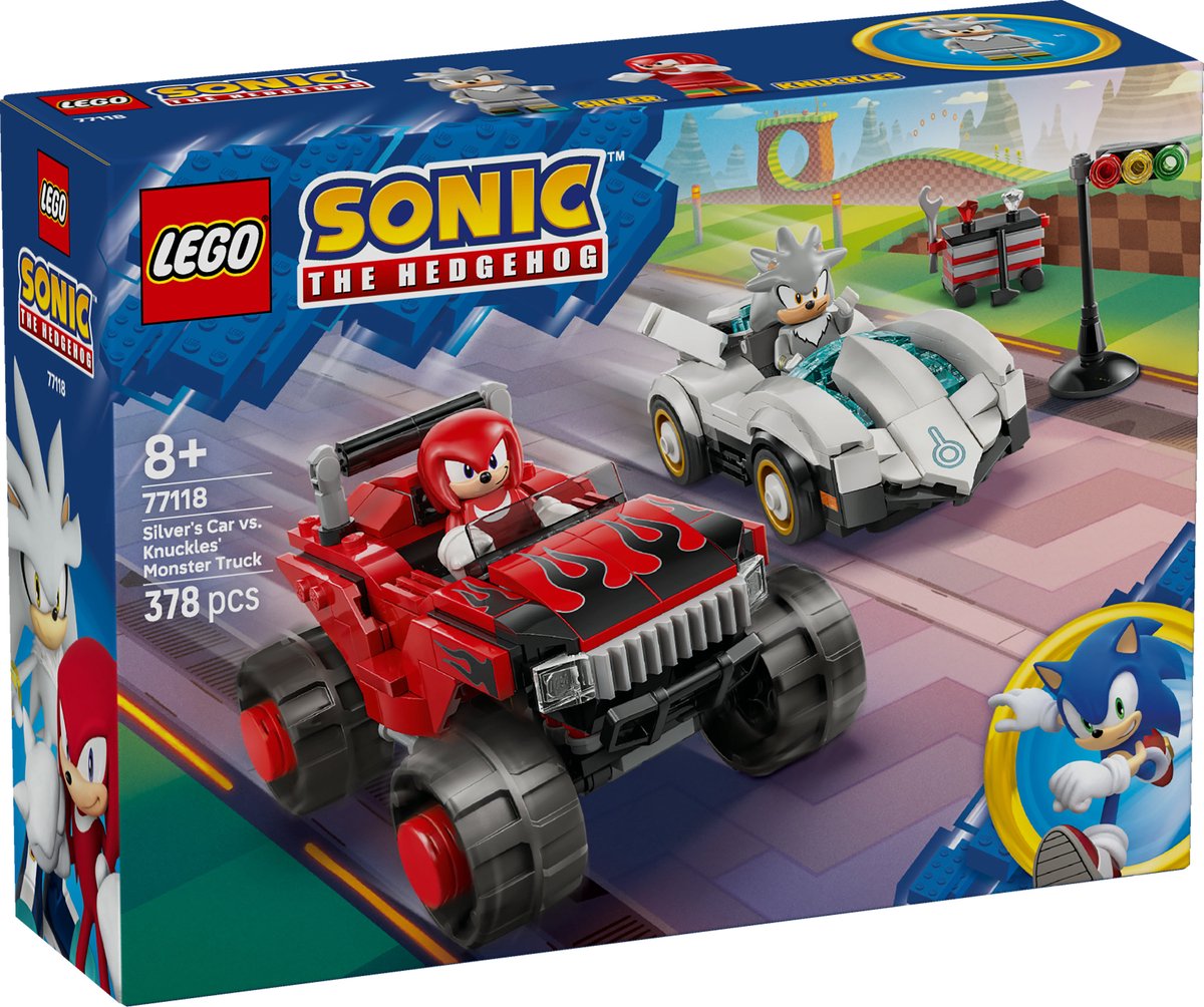 LEGO Sonic speelgoedauto Silvers Auto vs. Knuckles Monstertruck.