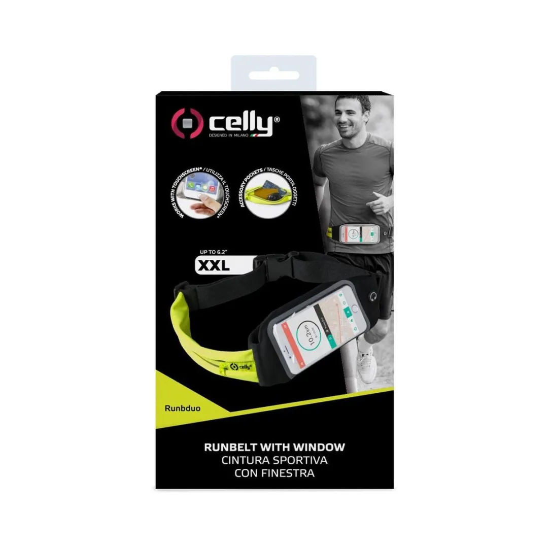 Celly Sport Heupband 8021735731214 - Telefoonhouder tot 6.5" - Zwart/Geel - afbeelding 6 van 6