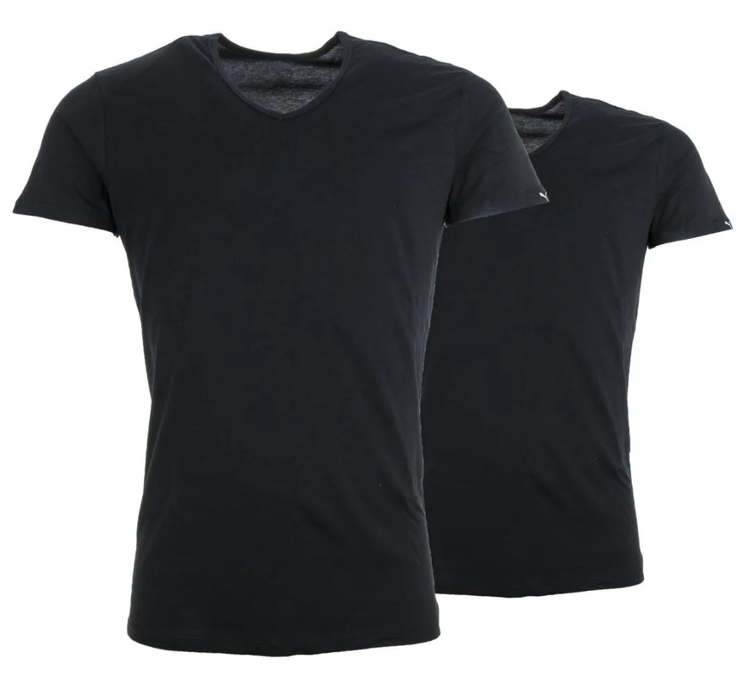 PUMA Basic 2P V-Neck Sportshirt Heren - XL - Zwart