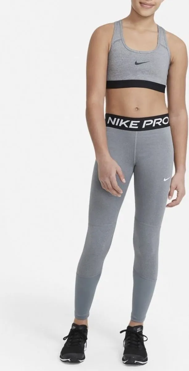 Nike Pro Sportlegging Meisjes 134 - DA1028-091 - Grijs/Zwart/Wit