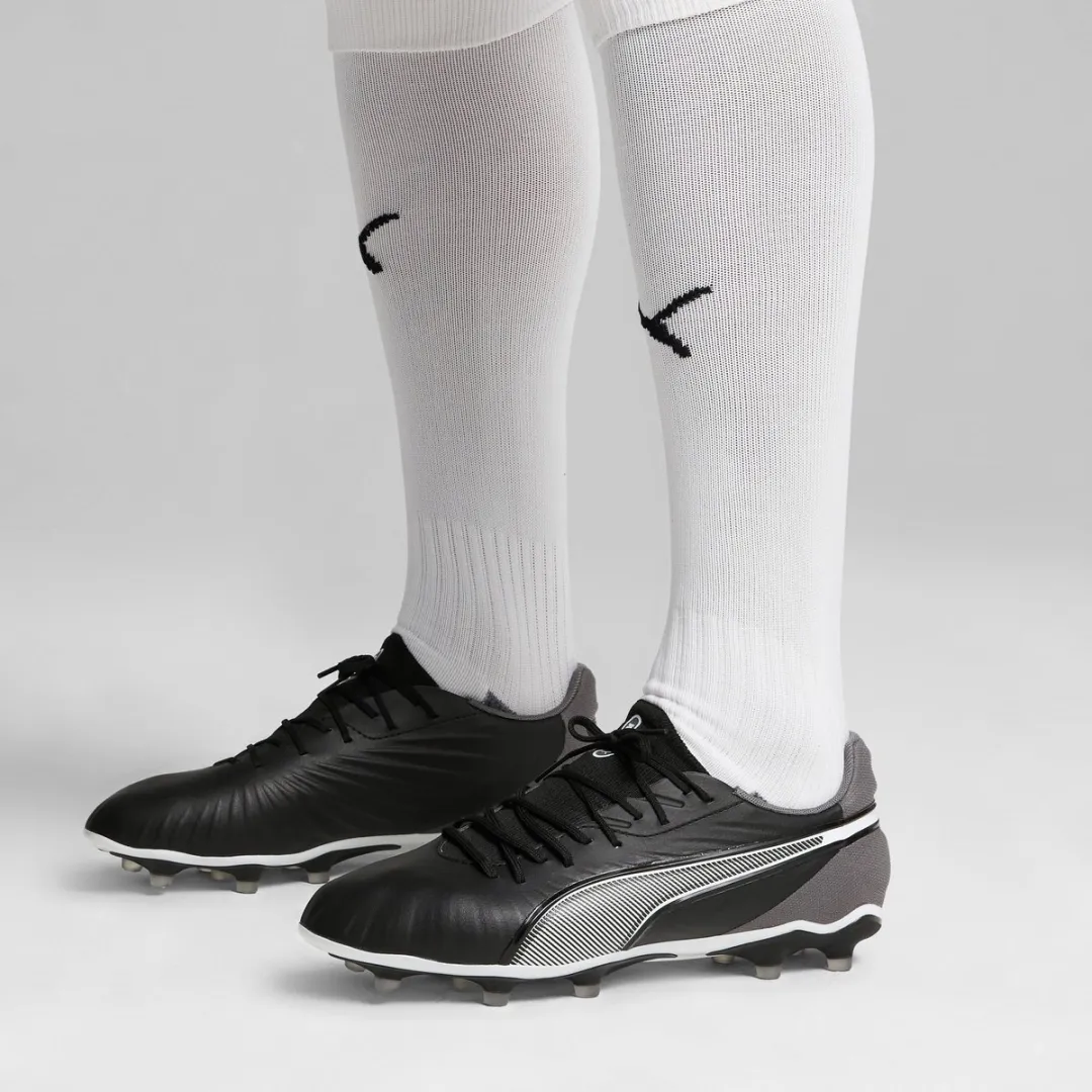 PUMA King Match FG/AG Voetbalschoenen Heren - 47 - Zwart/Grijs/Wit
