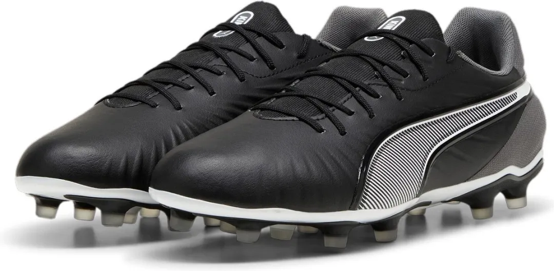 PUMA King Match FG/AG Voetbalschoenen Heren - 47 - Zwart/Grijs/Wit