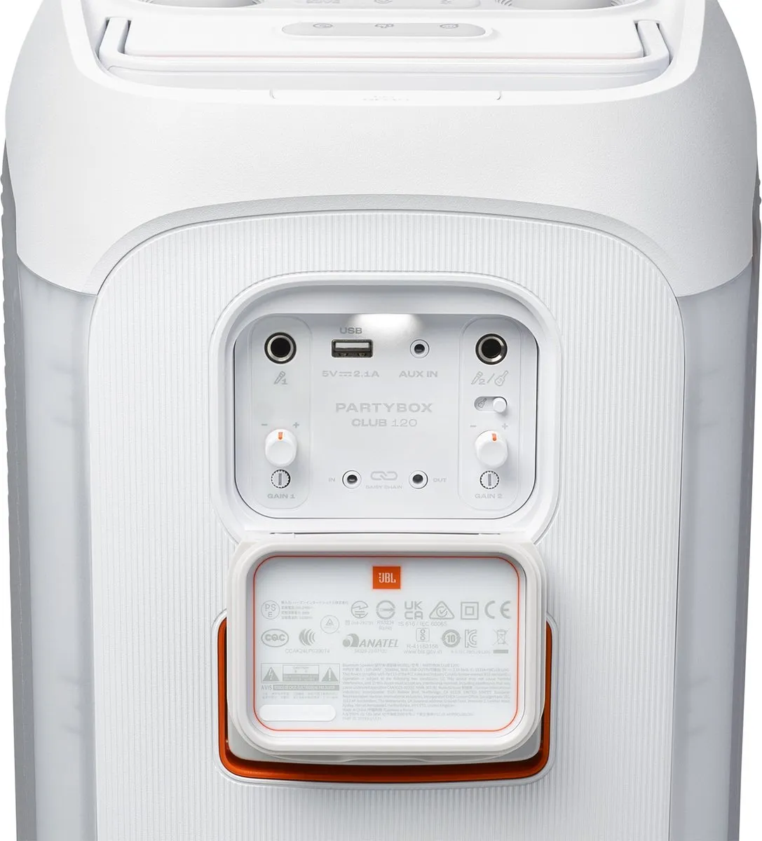 JBL Partybox Club 120 - Draadloze Bluetooth Party Speaker - Opvouwbare Handgreep - Spatwaterdicht - LED verlichting - 12 uur - Wit