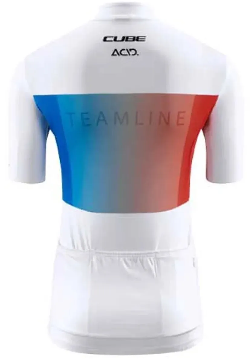 Cube Teamline Korte Mouw Wielertrui M - Wit/Blauw/Rood - afbeelding 6 van 6