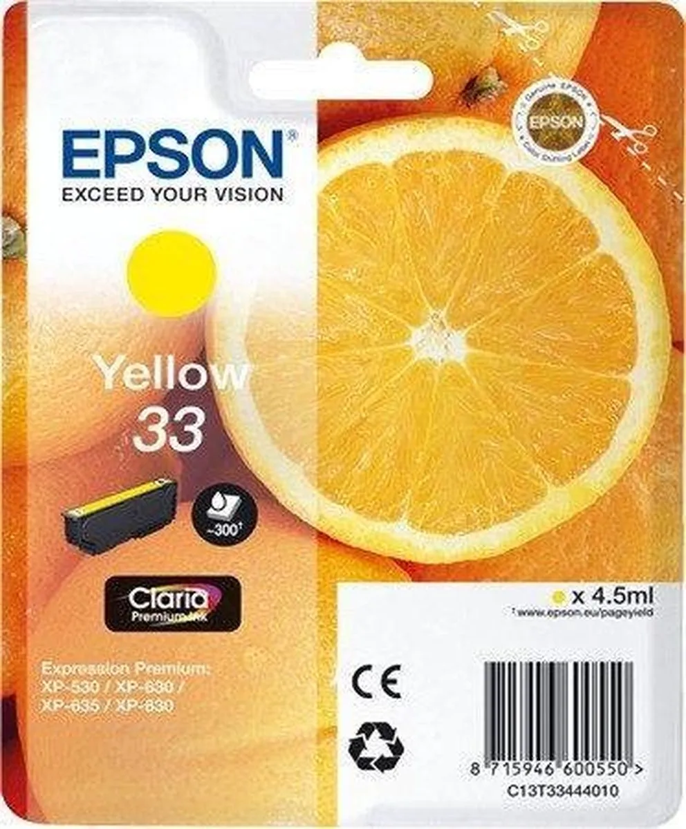 Epson Claria Premium Geel C13T33444010 - 4,5ml
