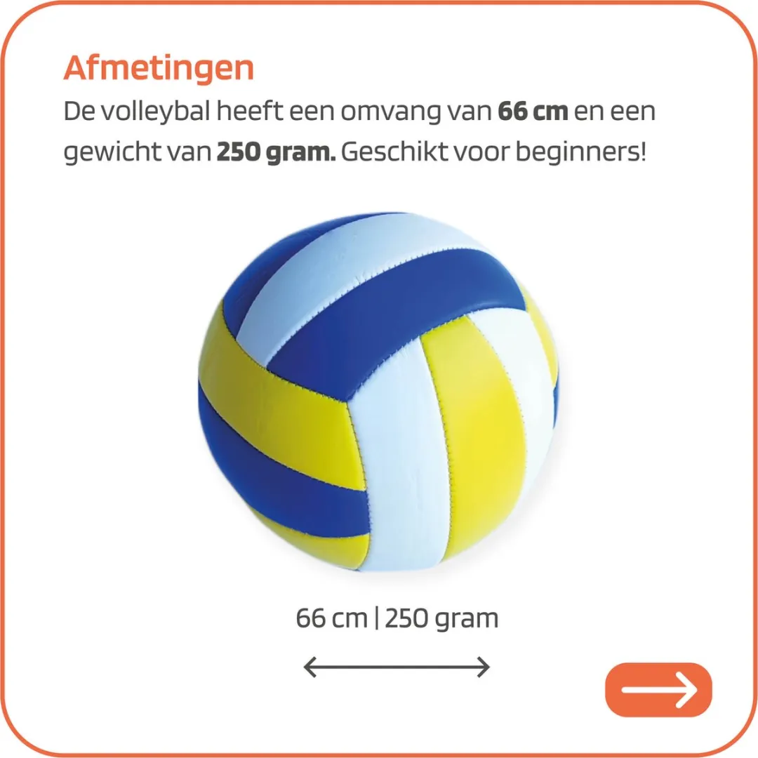 Jobber Toys Volleybal - Blauw/Wit/Geel - Incl. Pomp