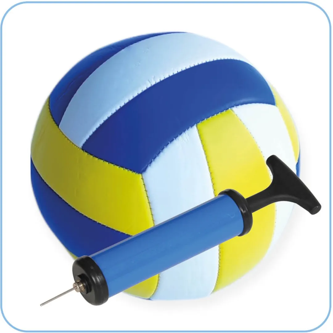 Jobber Toys Volleybal - Blauw/Wit/Geel - Incl. Pomp