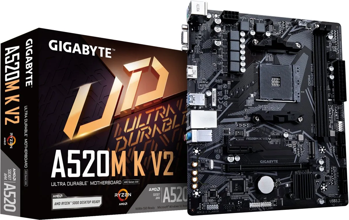 Gigabyte A520M K V2 Moederbord - AM4 - Micro ATX
