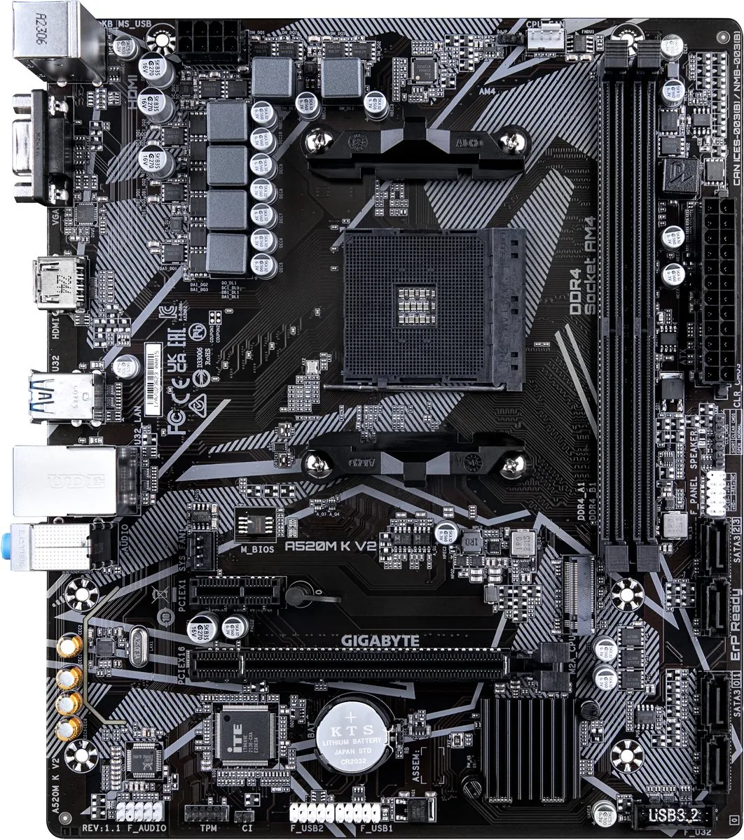 Gigabyte A520M K V2 Moederbord - AM4 - Micro ATX