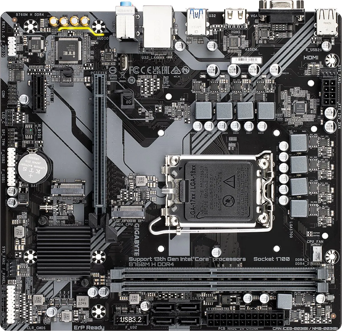 Gigabyte B760M H DDR4 Moederbord - LGA 1700 - microATX