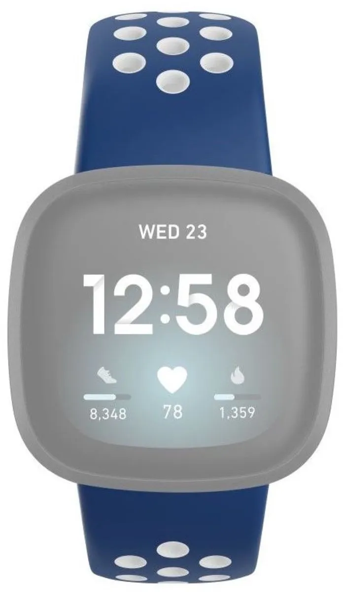 Hama Sportpolsband Fitbit Versa 3/Sense - Donkerblauw/Grijs - afbeelding 6 van 6