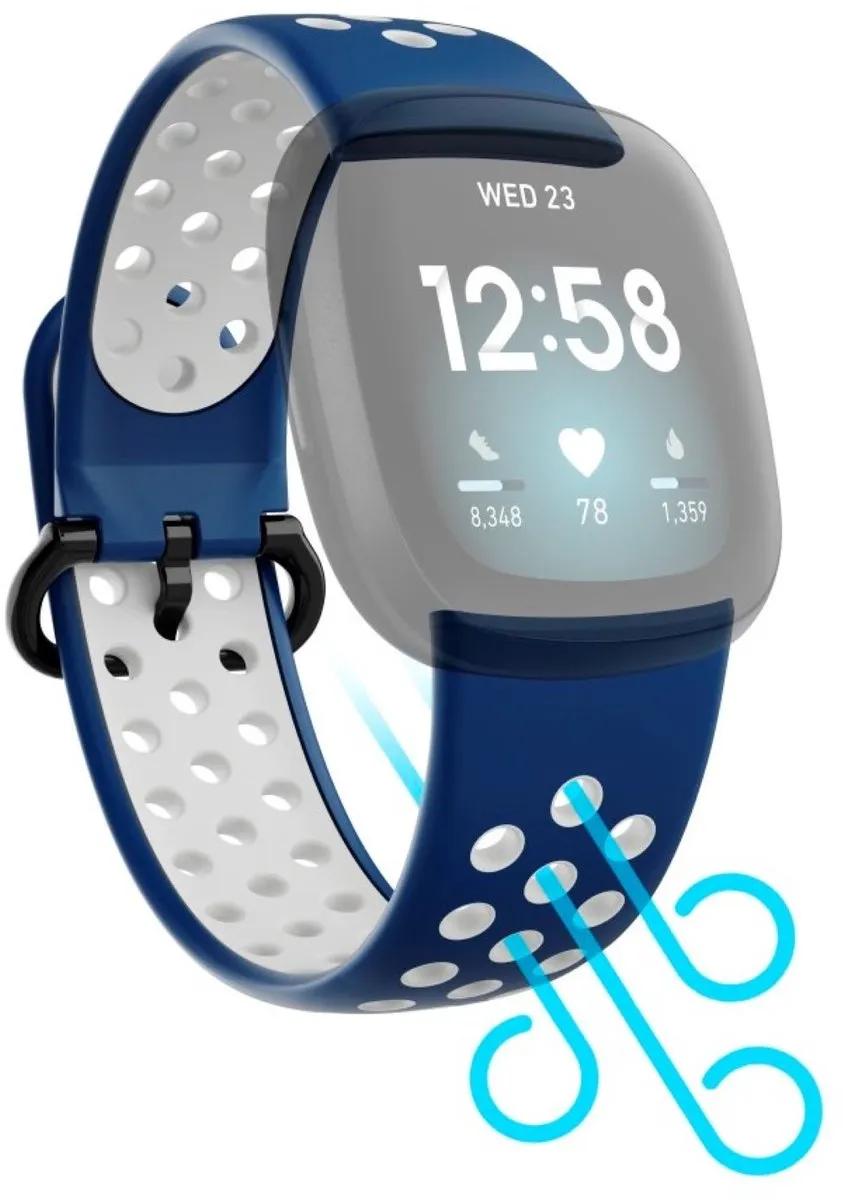 Hama Sportpolsband Fitbit Versa 3/Sense - Donkerblauw/Grijs