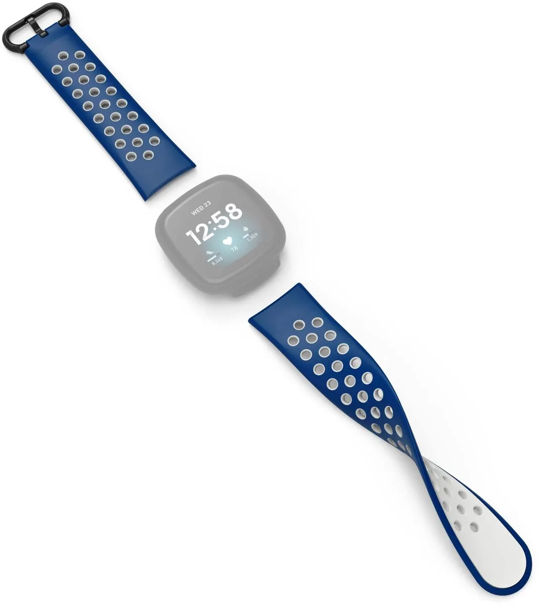Hama Sportpolsband Fitbit Versa 3/Sense - Donkerblauw/Grijs