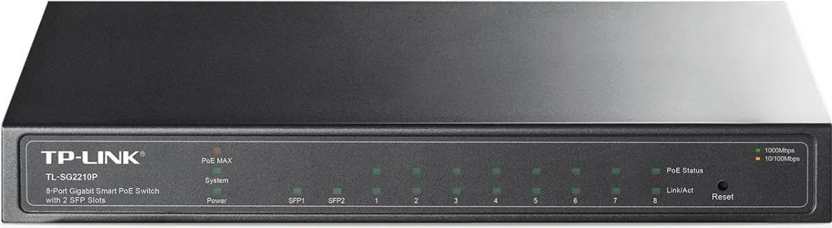 TP-Link TL-SG2210P 8-Poorts Managed PoE Switch - Zwart