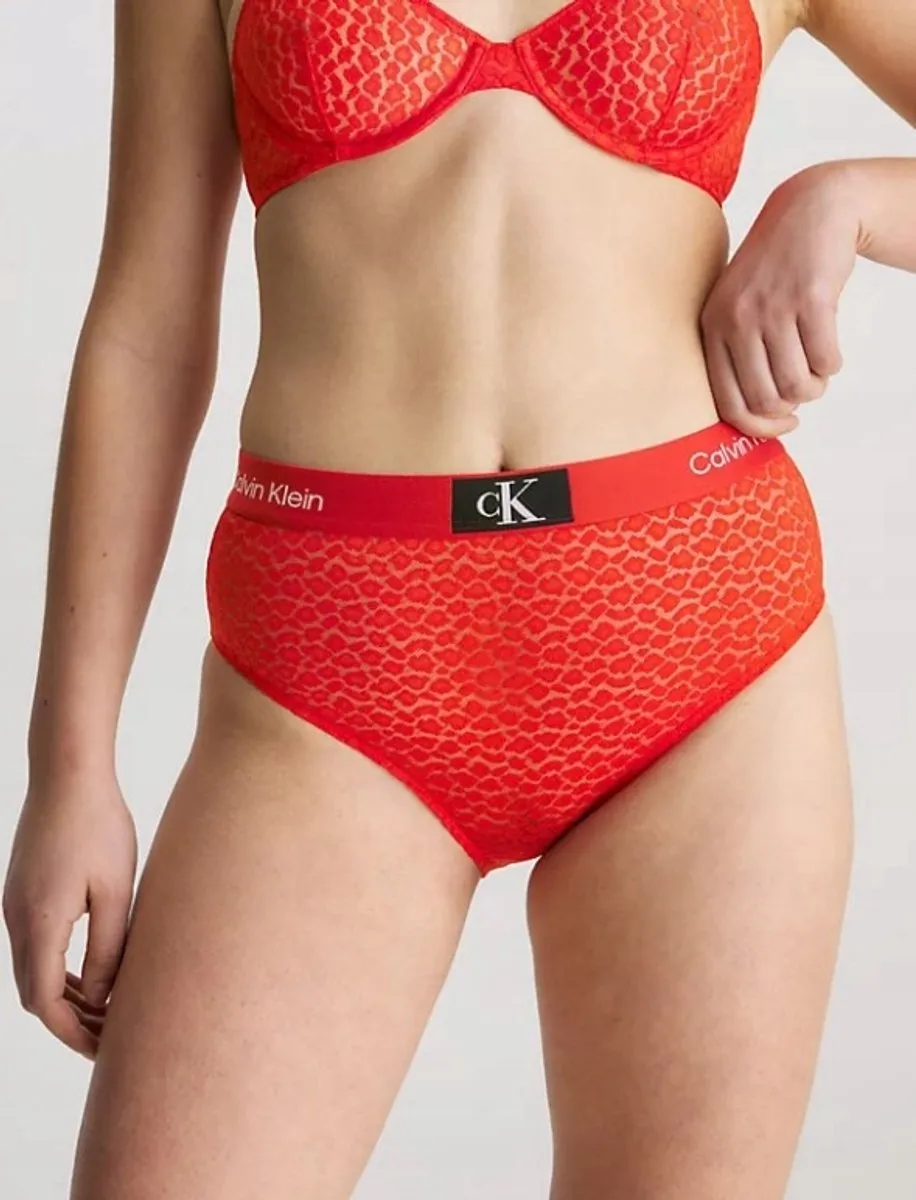 Calvin Klein Kanten Slip Hoog Getailleerd Rood S