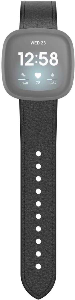 Hama Polsband Fitbit Versa 3/Sense - Leer & Silicone - Zwart