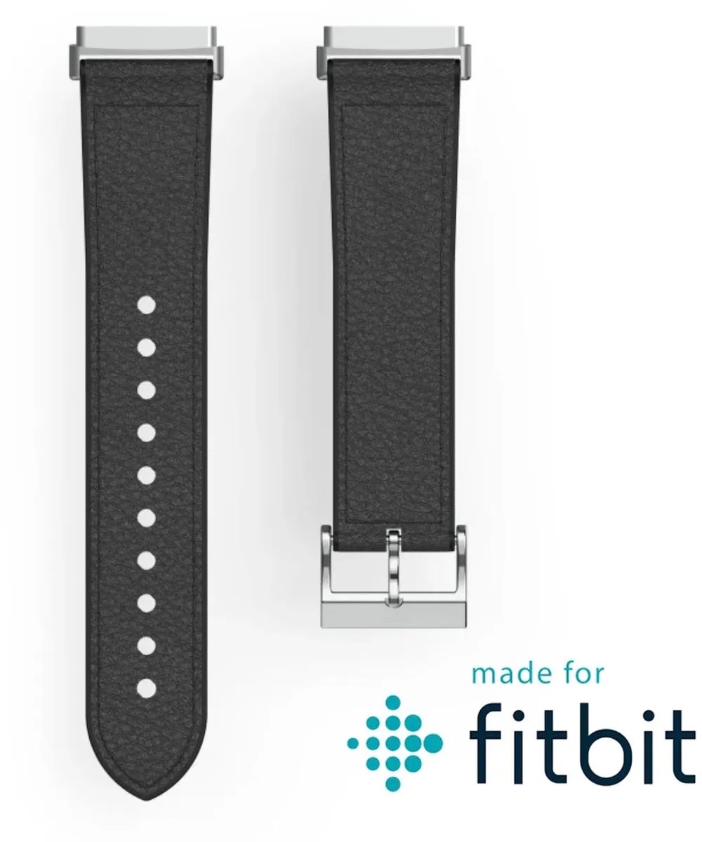 Hama Polsband Fitbit Versa 3/Sense - Leer & Silicone - Zwart