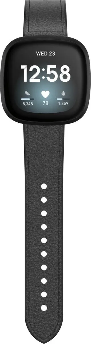 Hama Polsband Fitbit Versa 3/Sense - Leer & Silicone - Zwart