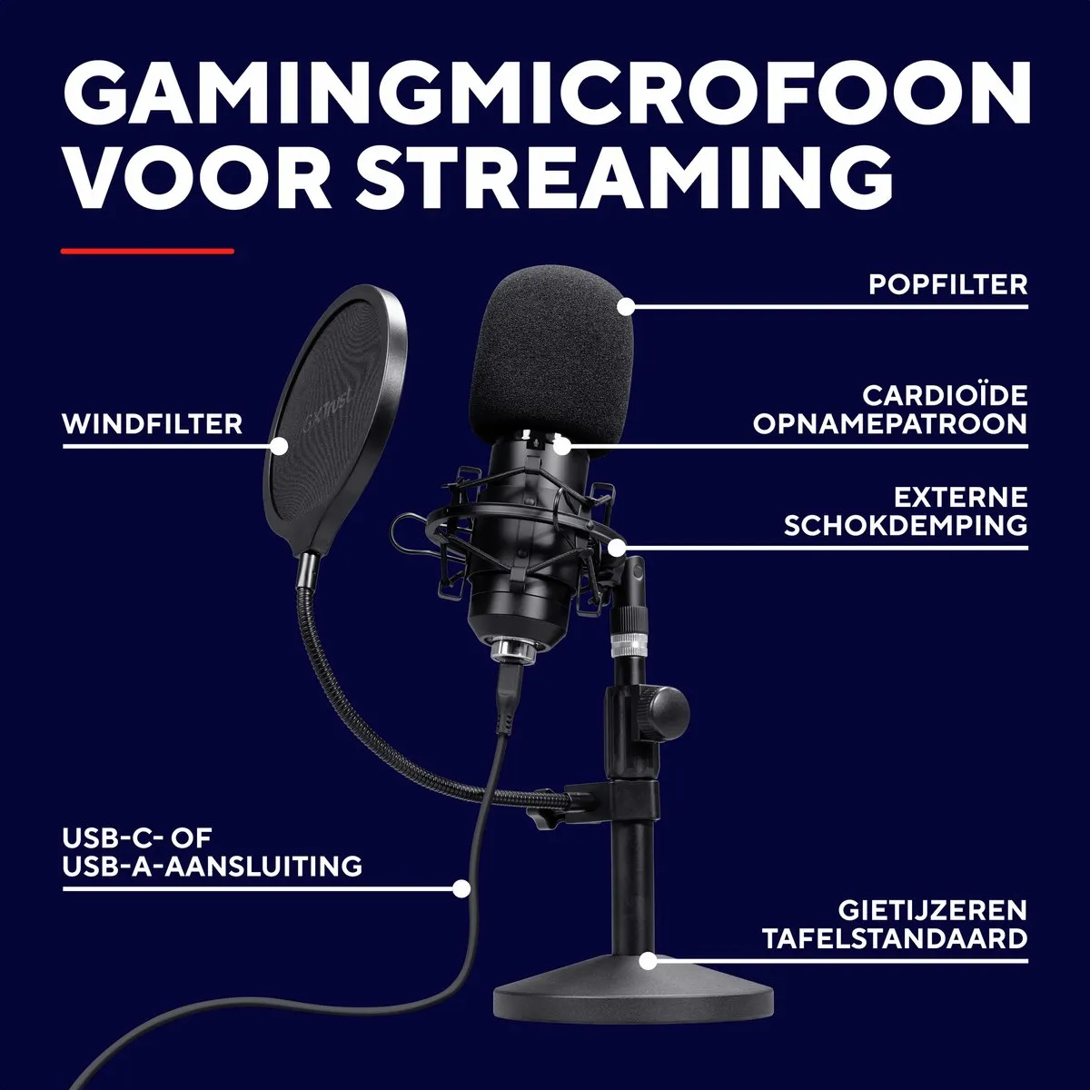 Trust GXT 269 Emita II Streamingmicrofoon - Zwart