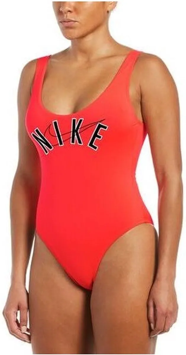 Nike U-Back One Piece - RoodOranje/Zwart - XS