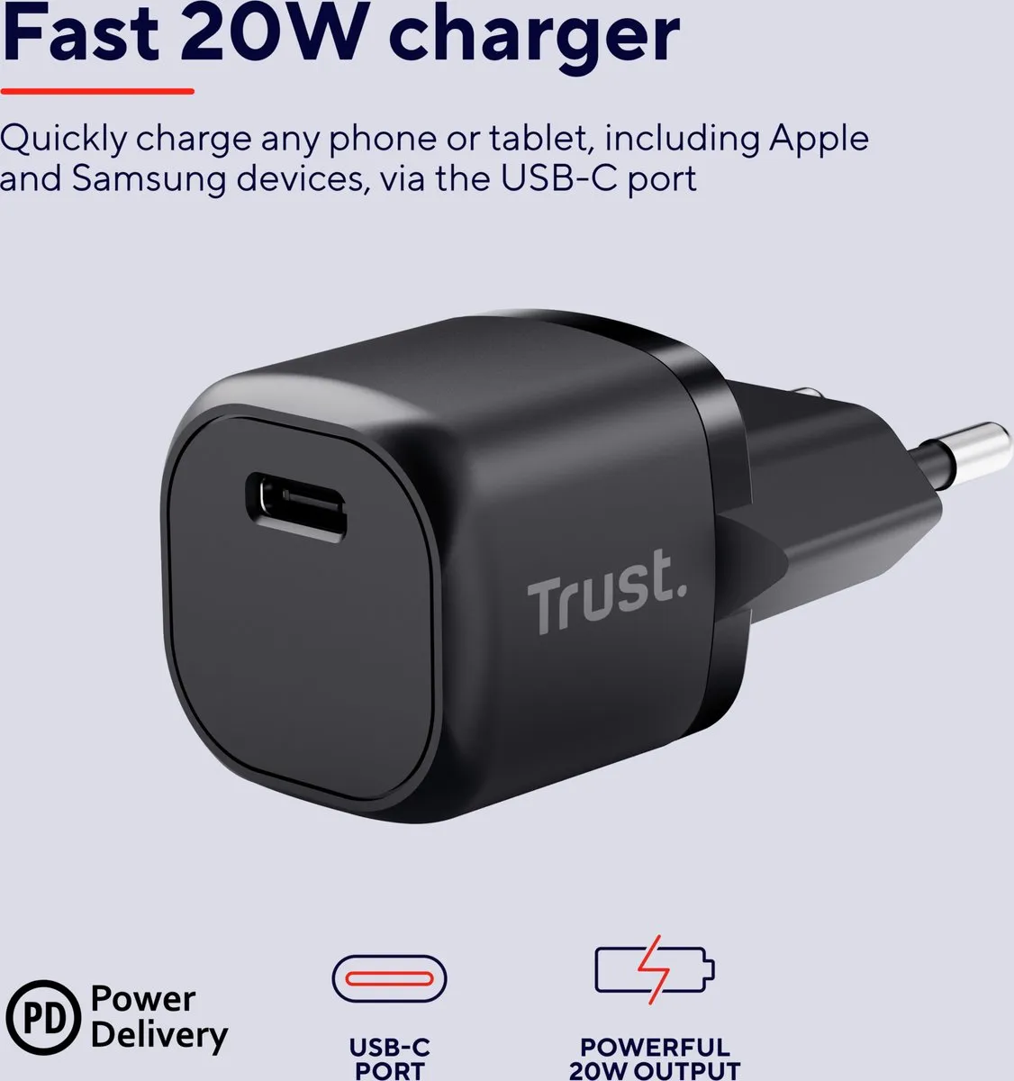 Trust Maxo 25174 USB-C Oplader 20W - Zwart