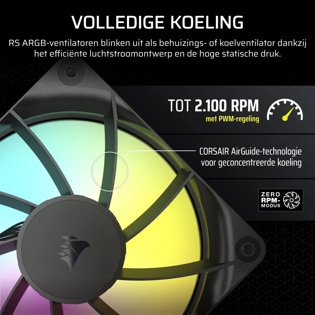 Corsair RS120 ARGB CO-9050180-WW 120mm Ventilator - PWM & ARGB - Zwart