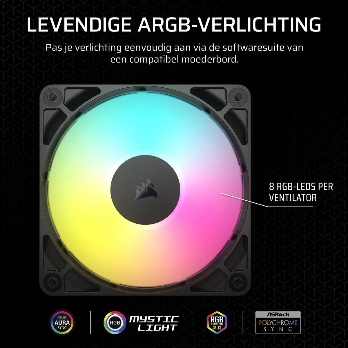 Corsair RS120 ARGB CO-9050180-WW 120mm Ventilator - PWM & ARGB - Zwart