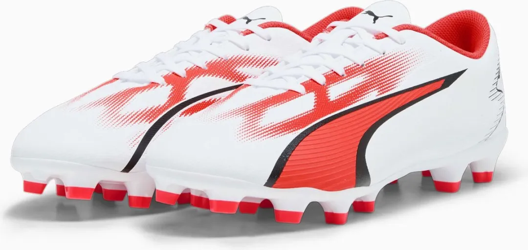 PUMA ULTRA PLAY FG Heren Sportschoenen 42,5 - Wit/Zwart/Roze