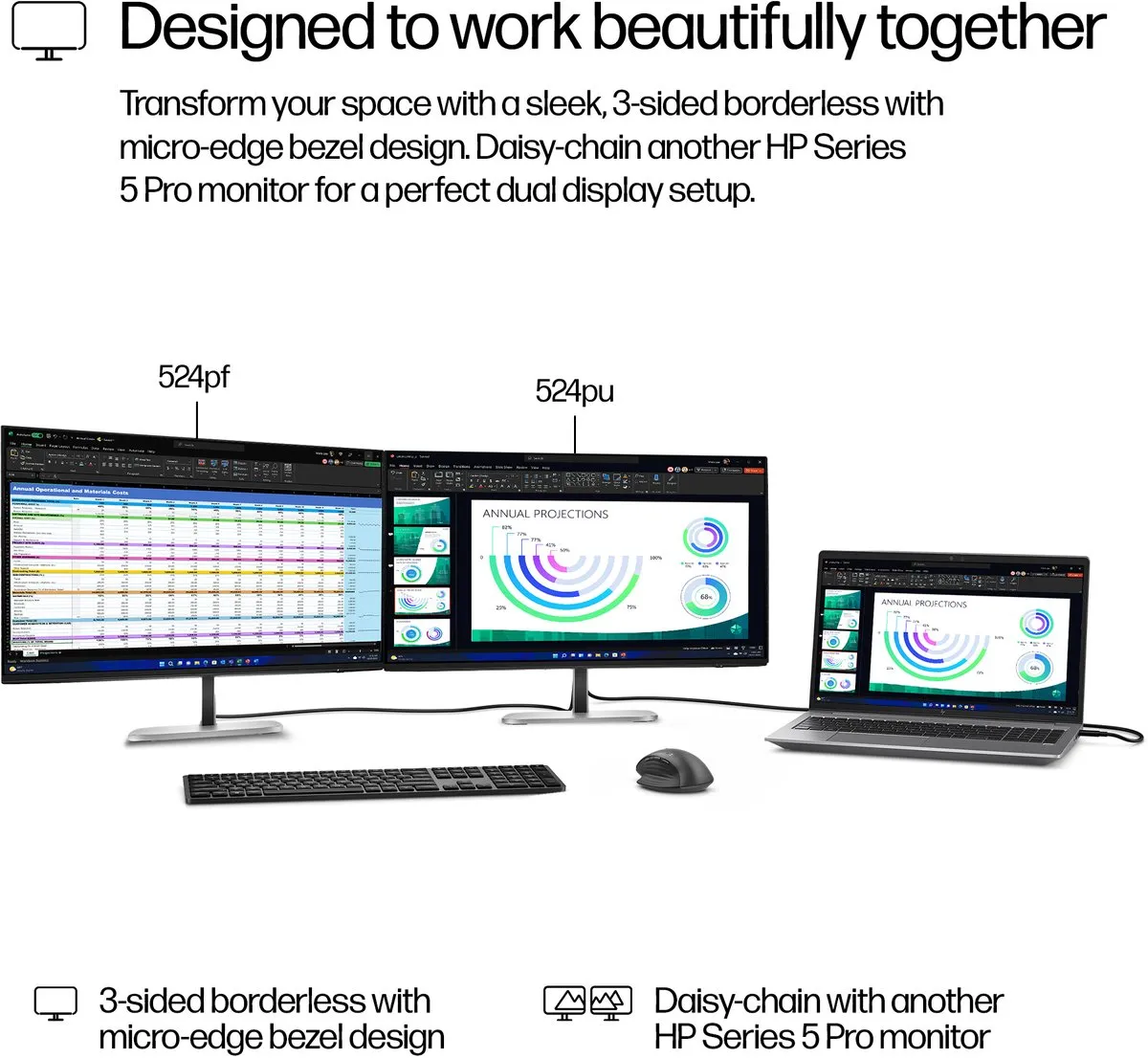 HP Series 5 Pro 9D9V7AA Monitor 23,8" FHD - USB-C - Zwart/Zilver