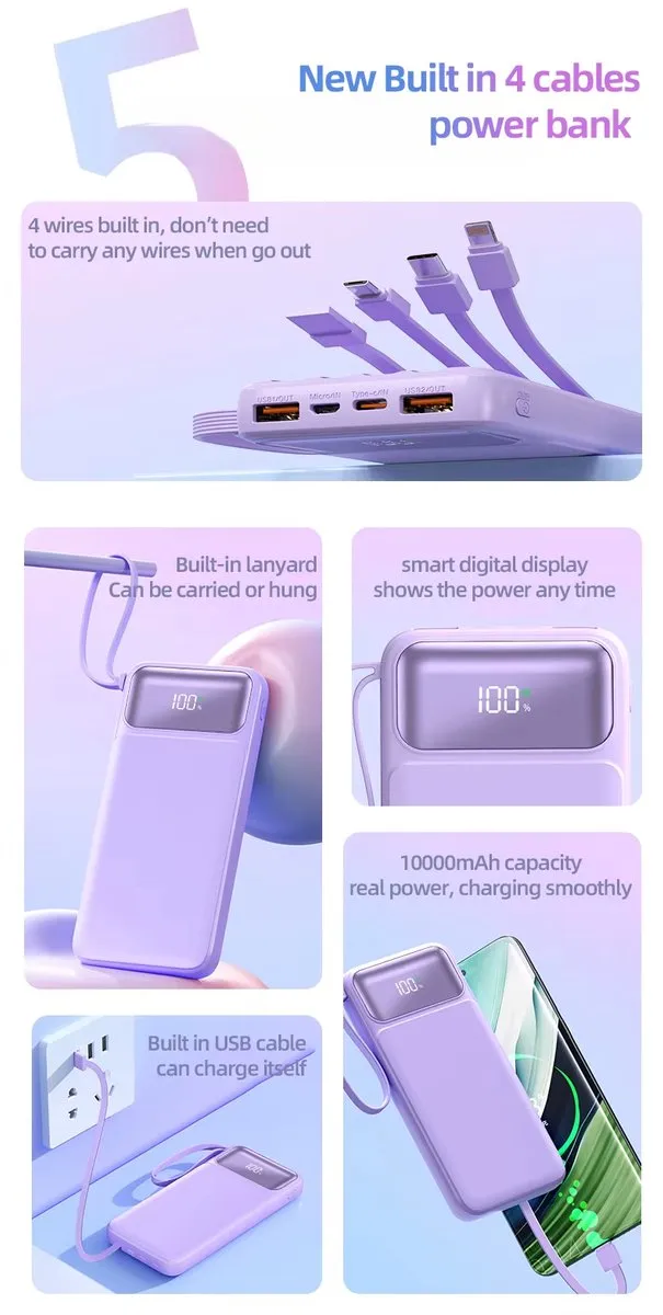 Baseus Powerbank 10000mAh - 22.5W - 3 Outputs - Zwart/Wit - afbeelding 6 van 6