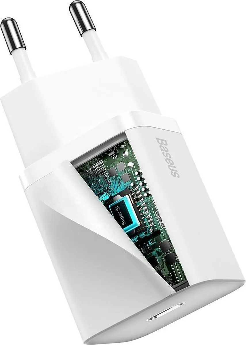 Baseus 20W USB-C Oplader - Wit