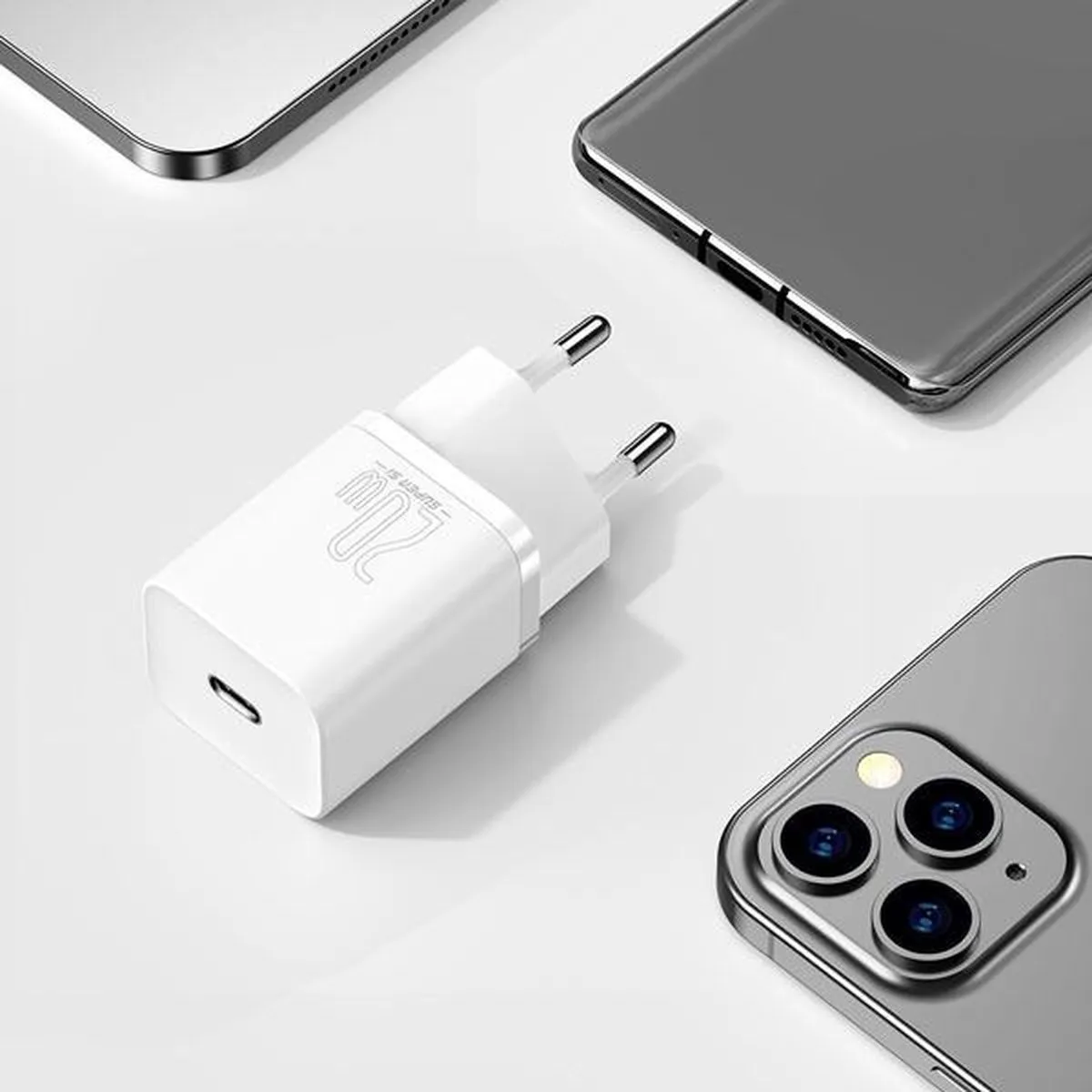 Baseus 20W USB-C Oplader - Wit