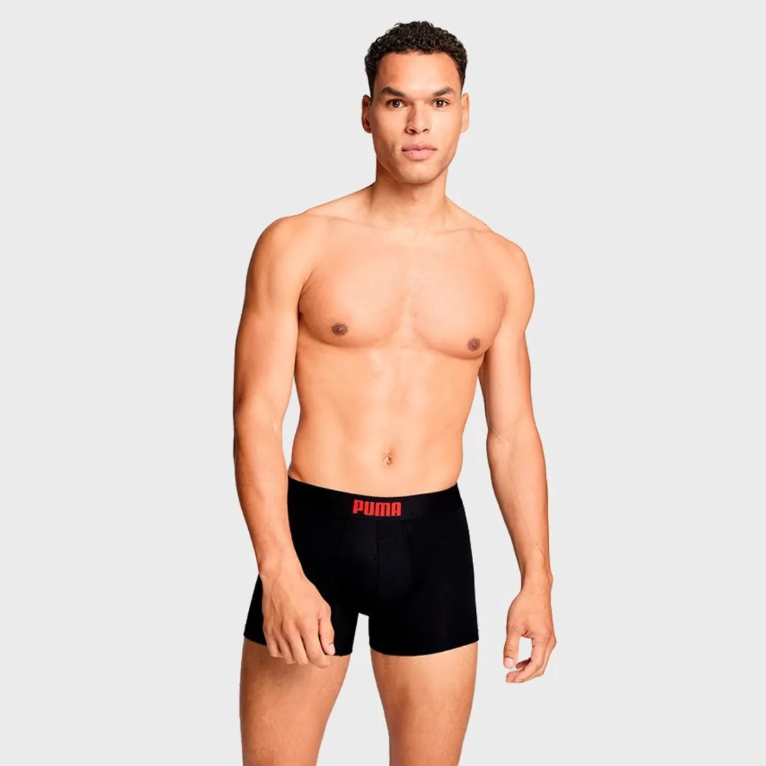 PUMA Heren Boxershorts Everyday Placed Logo - M - Zwart & Rood