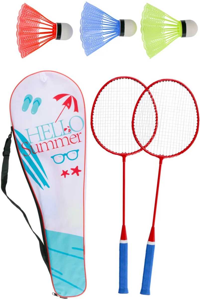 Eddy Toys Badmintonset 2 Rackets 3 Shuttles - Meerkleurig