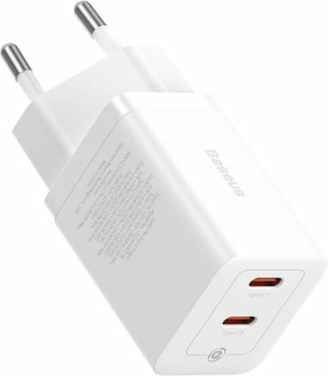 Baseus GaN5 Pro CCGP180102 USB-C Oplader 40W - 2x USB-C - Wit - afbeelding 6 van 6