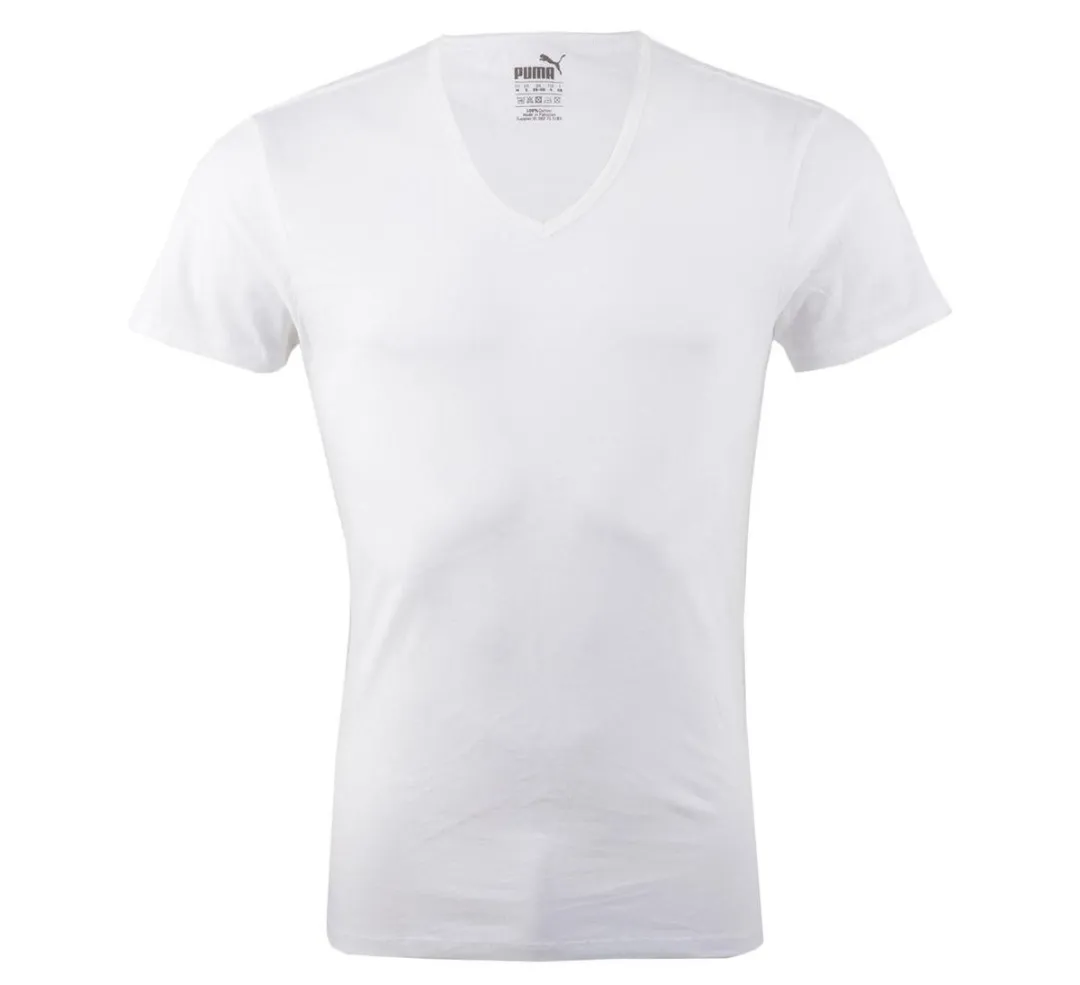 PUMA Basic 2P V-Neck Sportshirt Heren - XL - Wit