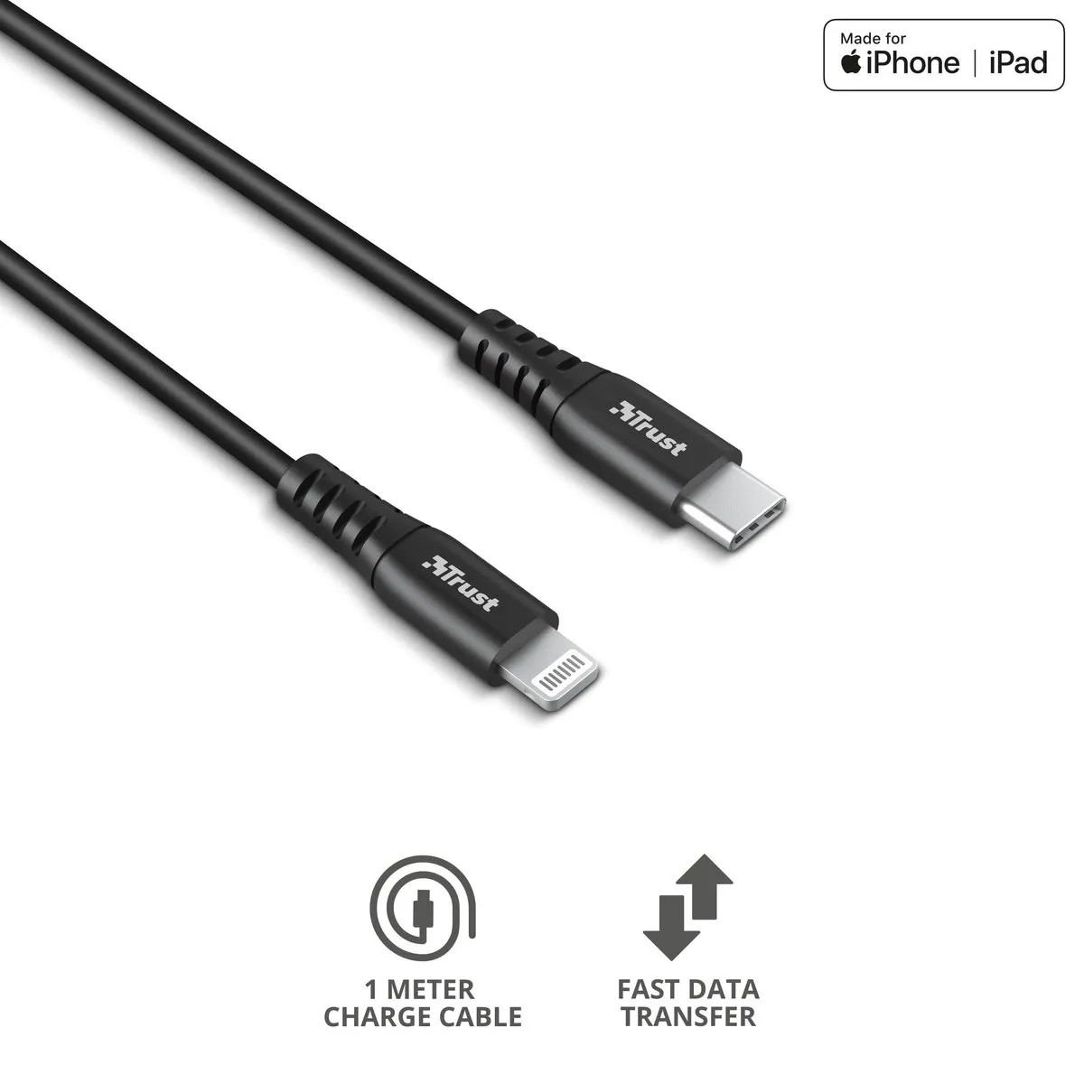 Trust Ndura USB-C naar Lightning Kabel 23569 - 1m - Zwart