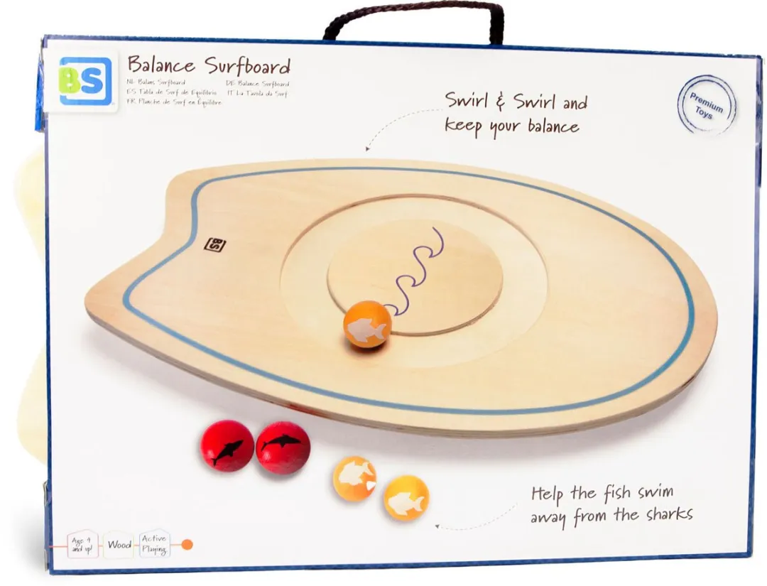 BS Toys Balansspeelgoed Surfbord 50cm - Hout - Beige